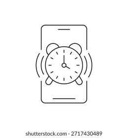 Pantalla de teléfono inteligente que muestra la notificación de hora de reloj de alarma sonando