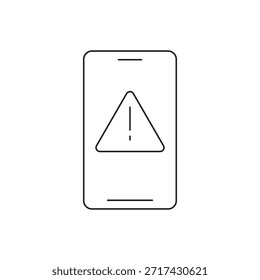 Tela Smartphone exibindo símbolo de ponto de exclamação triangular