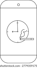 A smartphone screen displays a clock showing 900 with a burning cigarette symbolizing time passing
