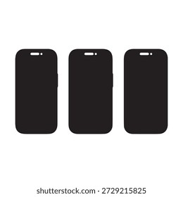 Smartphone Screen Frame Silhouette Set Modern Mobile Device Vector Icons.