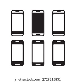Smartphone Screen Frame Silhouette Set Modern Mobile Device Vector Icons.