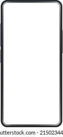 Smartphone screen front view. Blank frame mockup