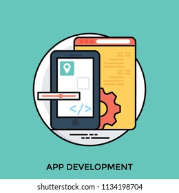 Smartphone screen with gear and web page in the background prototyping app development icon  