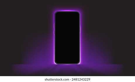 Smartphone Screen Glow Purple and violet Light Banner. Illuminating Mobile Display Designs for Banners, Wallpapers, and Luxury Voucher