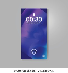 Smartphone screen with gradient grainy abstract wallpaper vector