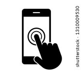 Smartphone screen with hand, Touch screen icon isolated on white background