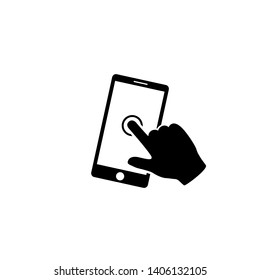 Smartphone screen with hand, Touch screen icon - Vector