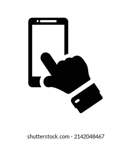 Smartphone-Bildschirm mit Hand Touchscreen Symbol .Telefon und Handy Symbol Sammlung. Einfache flache Vektorgrafik für Ihr Webdesign, Logo, App, UI.