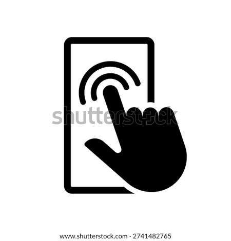 Smartphone screen with hand, Touch screen icon