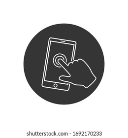 Smartphone-Bildschirm mit Hand, Touch Screen-Symbol. Vektorillustration