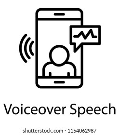 
Smartphone screen having video avatar with some signals to show voice-over speech icon

