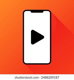 Smartphone screen icon. Play button. Flat style. Vector icon.