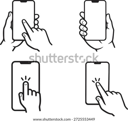 Smartphone screen interactions hand gestures mobile device usage touchscreen actions digital communication icons