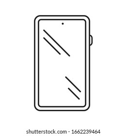 Smartphone with screen, menu button and camera black line icon. Front view. Electronic device. Pictogram for web page, mobile app, promo. Editable stroke.