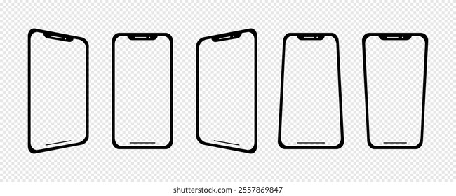 Smartphone screen mockup charts for user interface design. Smartphone frame illustration for mobile app. Smartphone vector frame for Graphical user interface software, web design and world wide web.