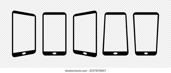 Smartphone screen mockup charts for user interface design. Smartphone frame illustration for mobile app. Smartphone vector frame for Graphical user interface software, web design and world wide web.