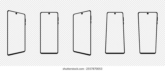 Smartphone screen mockup charts for user interface design. Smartphone frame illustration for mobile app. Smartphone vector frame for Graphical user interface software, web design and world wide web.