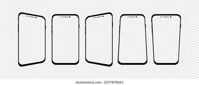 Smartphone screen mockup charts for user interface design. Smartphone frame illustration for mobile app. Smartphone vector frame for Graphical user interface software, web design and world wide web.