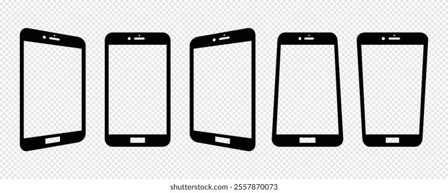 Smartphone screen mockup charts for user interface design. Smartphone frame illustration for mobile app. Smartphone vector frame for Graphical user interface software, web design and world wide web.