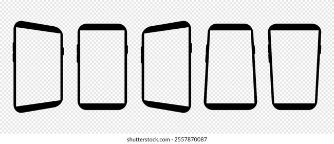 Smartphone screen mockup charts for user interface design. Smartphone frame illustration for mobile app. Smartphone vector frame for Graphical user interface software, web design and world wide web.