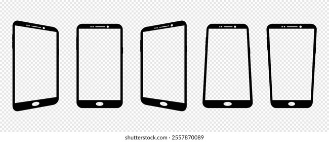 Smartphone screen mockup charts for user interface design. Smartphone frame illustration for mobile app. Smartphone vector frame for Graphical user interface software, web design and world wide web.