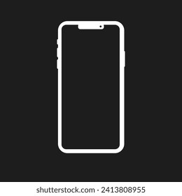 Smartphone screen mockup. Flat, phone screen icon, smartphone template, dark background. Vector icon
