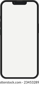 Smartphone screen mockup. Front view, blank screen. UI UX device mockup. Vector illustration, isolated white background.