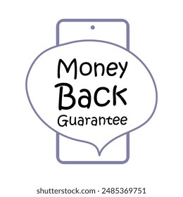 Smartphone screen with money back guarantee message