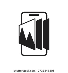 Smartphone screen with multiple image card frames