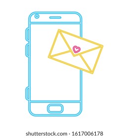 smartphone screen in neon light on white background vector illustration design
