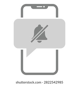 Smartphone screen with notification muted symbol crossed over bell icon
