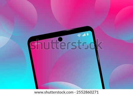 Smartphone screen on a gradient background. Popular social media style. Mobile app screen template EPS10