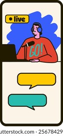 Smartphone Screen With Online Show Podcast Vector Illustration