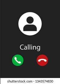 Smartphone screen of phone calling black background interface incoming. EPS 10