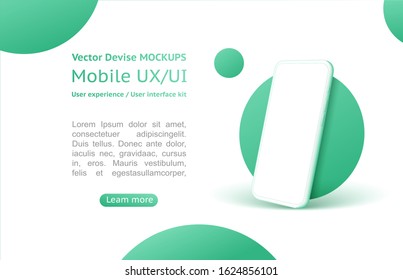 	
Smartphone screen, phone mockup. 3d isometric illustration cell phone. UI/UX for presentation interface design - stock vector.
