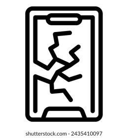 Smartphone-Bildschirmschutz-Symbol-Umrissvektor. Schirmglas mit verstärkter Abdeckung anzeigen. Gadget-Sicherungstechnik