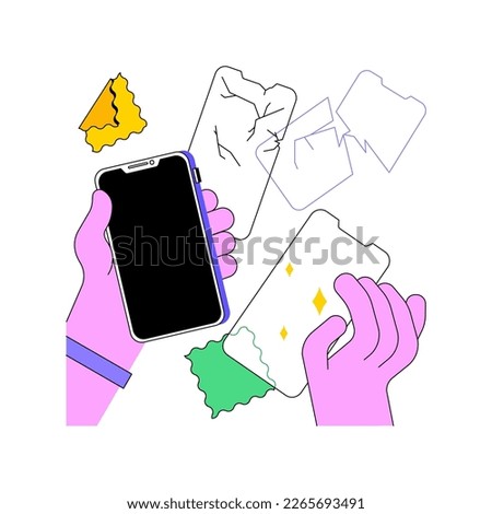Smartphone screen protectors isolated cartoon vector illustrations. Man glues a protective glass to the phone, modern mobile technology, accessories innovation industry vector cartoon.