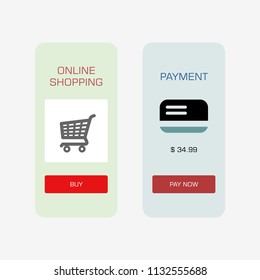 Smartphone screen with shopping payment application ui flat style illustration.