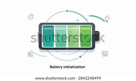 Smartphone screen showing battery initialization process with colorful app icons and progress bar