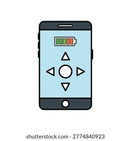 Smartphone screen showing remote control directional pad and battery icon Vector