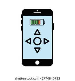Smartphone screen showing remote control interface with battery indicator Vector