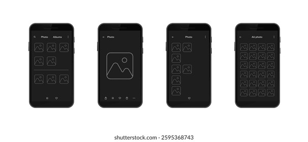 The smartphone screen shows a photo gallery app. album thumbnails and icons are visible on display.