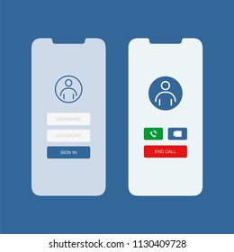 Smartphone screen with sign in video call application ui flat style illustration.