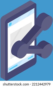 Pantalla de Smartphone con un sencillo logotipo. Icono del programa de distribución de datos en pantalla. Símbolo para compartir información virtual usando el teléfono. Interfaz de aplicación digital con ilustración de vector de datos