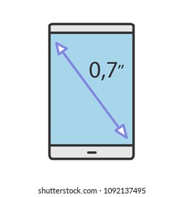 Smartphone screen size color icon. Display diagonal inch size. Isolated vector illustration