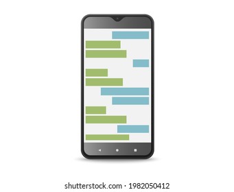 A smartphone with a screen that contains conversations
