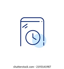 Smartphone screen time. Pixel perfect, editable stroke line art icon