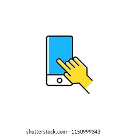 smartphone screen touch line icon