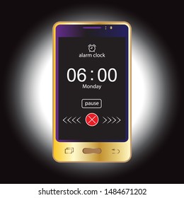 smartphone screen when the alarm goes off. smartphone close-up. vector illustration. EPS 10.