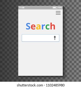 Smartphone screen.Search on the Internet. Vector illustration